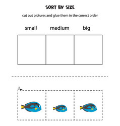 Sort Blue Tang By Size Educational Worksheet