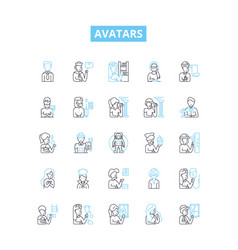 Avatars Line Icons Set Personas