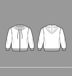 Zip-up Cropped Cotton-jersey Hoodie Technical