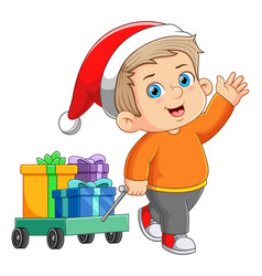 Cute Boy Is Waving And Showing A Lot Of Gift