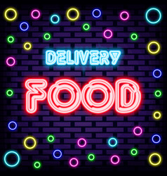 Delivery Food Badge In Neon Style Bright