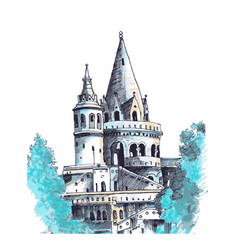 Medieval Castle Watercolor Art