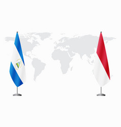 Nicaragua And Monaco Flags For Official Meeting