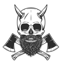 Skull With Horn And Beard And Lumberjack Axe