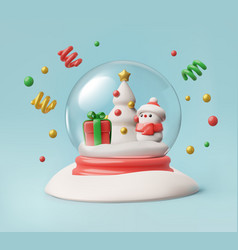 3d Snowball With Christmas Tree Snowman And Gift