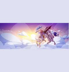 Rider On Fantasy Dragon In Magic Sky Background