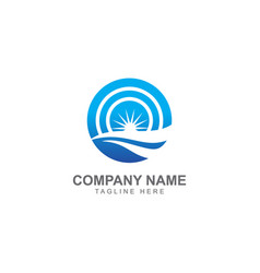 Wave Ocean Water Sun Shine Logo