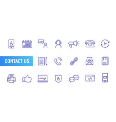 Contact Us Line Icon Set Email Thin Outline Icon