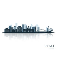 Denver Skyline Silhouette With Reflection