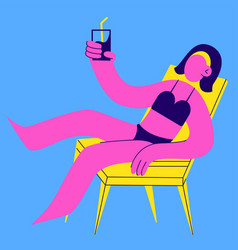 Girl Bathing Suit Unbathing On A Chaise Lounge