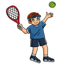 Tennis Player Tossing A Ball Cartoon Clipart