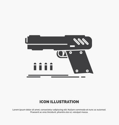 Gun Handgun Pistol Shooter Weapon Icon Glyph Gray