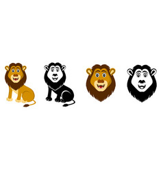 Lion Wild African Animal Isolated Set