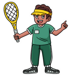 Tennis Coach With A Racket Cartoon Colored Clipart