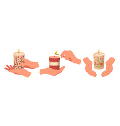 Cartoon Hand Holding Candles Scented Wax Candles