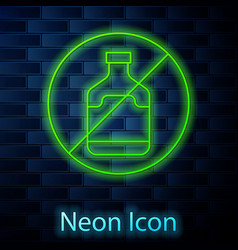 Glowing Neon Line No Alcohol Icon Isolated