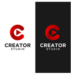 Letter Initial C With Play Button Creator Logo