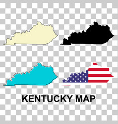 Set Of Kentucky Map United States Of America Flat