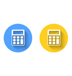 White Calculator Icon Isolated With Long Shadow