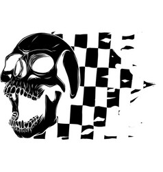 Black Silhouette Of Skull With Race Flag