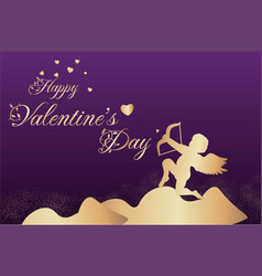 Happy Valentine S Day With Golden Cupido