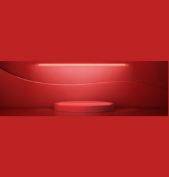 Red Round Podium Platform Or Stage