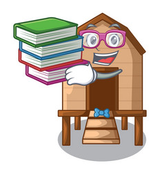 Student With Book Chicken In A Wooden Cartoon Coop