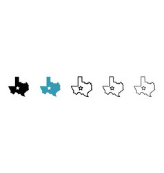 Texas Map Icon Set State Shape And Flag Symbol In