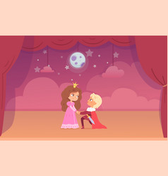 Theater Stage With Actor Kids Prince And Princess