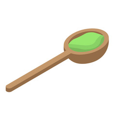 Wood Spoon Matcha Tea Icon Isometric Style