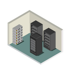 Isometric Server Room In On White Background