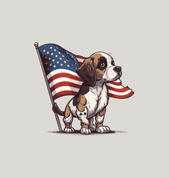 Dog Holding An American Flag