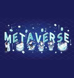 Vr Metaverse Isometric Colored Composition