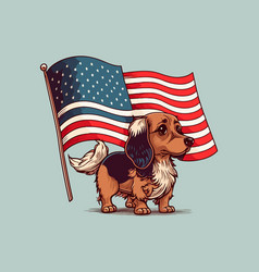 Dog Holding An American Flag