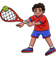 Tennis Player Hitting A Ball Cartoon Clipart