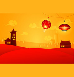 Chinese Suburb With Lanterns