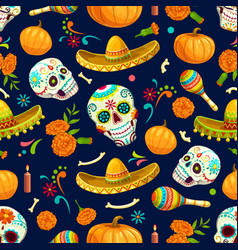 Dia De Los Muertos Mexican Seamless Pattern