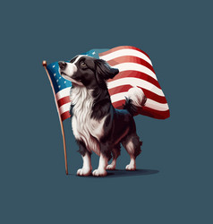 Dog Holding An American Flag