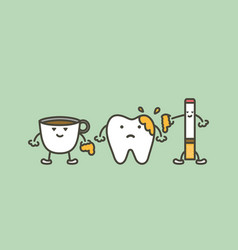 Teeth Are Smudged From Coffee And Cigarette