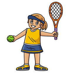 Tennis Girl With A Racket Ball Cartoon Clipart