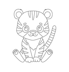 Cute Tiger In Outline Style Baby Animal