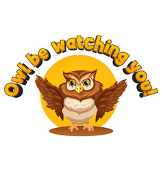 Funny Cartoon Owl Watching You