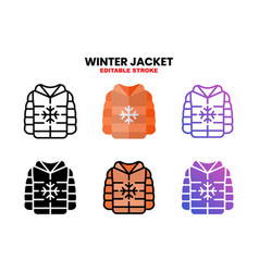 Winter Jacket Icon Set With Different Styles