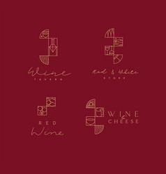 Art Deco Wine Labels With Lettering Drawing