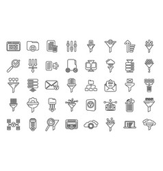 Content Filter Icons Set Outline Internet