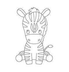 Cute Zebra In Outline Style Baby Animal