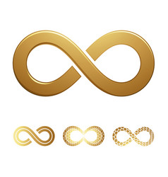 Golden Infinity Symbols On A White Background