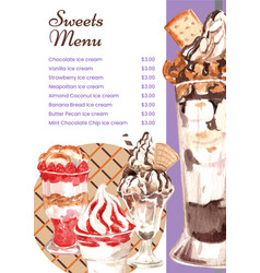 Menu Template With Sundae Ice Cream Concept