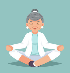 Old Woman Grandmother Doing Yoga Exercises Happy