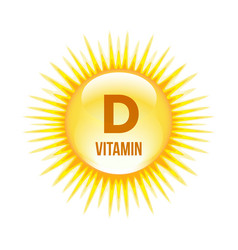 Vitamin D Icon On Bright Yellow Sun Health Care